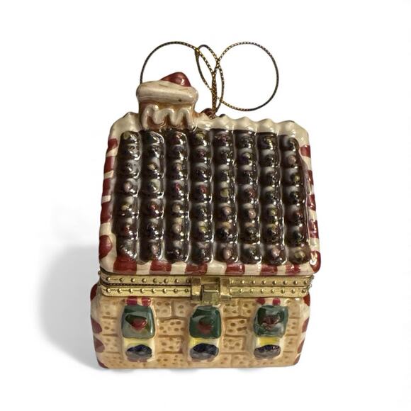Mr. Christmas Hinged Gingerbread House Trinket Music Box Ornament Works Great - Picture 7 of 10